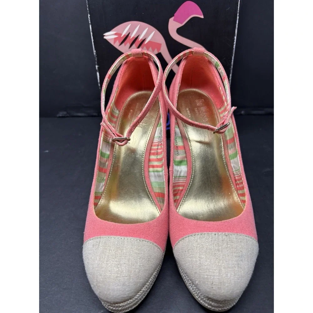 The Webster Miami At Target Pink Canvas Espadrille Wedge‎ Size 7.5